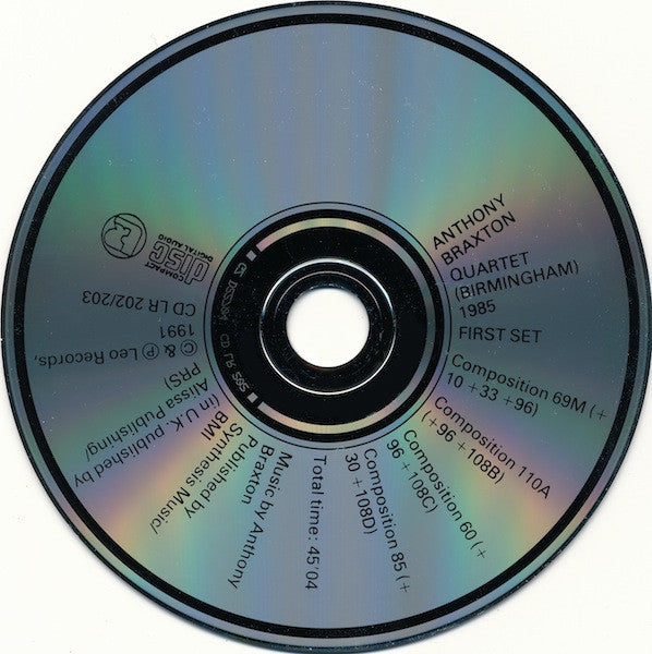 Image of Label Cover of 2xCD - VG+/VG+ - ANTHONY BRAXTON, Quartet (Birmingham) 1985 (Leo Records; CD LR 202/203, UK 1991), ,  - 2656169S