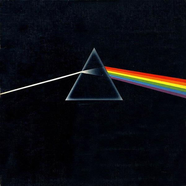 Image of Front Cover of LP - VG/VG - PINK FLOYD, The Dark Side Of The Moon (Harvest; SMAS-11163, Canada 1973, Gatefold, 2 Posters, No Stickers, 'Mfd. in Canada under license by Capitol Records (Canada) Ltd.' on bottom of labels), Strong VG -  a few hairlines, light edge & ring wear, posters clean & intact,  - 2646304S
