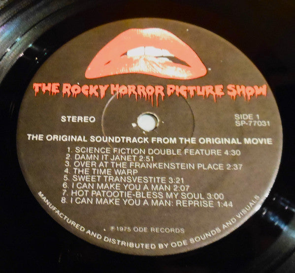 Image of Label Cover of LP - VG/VG - THE  ROCKY HORROR PICTURE SHOW" ORIGINAL CAST, The Rocky Horror Picture Show (Ode Sounds & Visuals; SP-77031, US 1975, Hub-Servall Press, "Printed in USA" on sleeve), Sticker residue on sleeve front. ,  - 2626286E