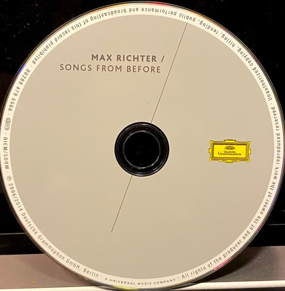 Image of Label Cover of CD - VG+/VG+ - MAX RICHTER, Songs From Before (Deutsche Grammophon; 479 5566, Europe 2014 Reissue, Jewel Case), ,  - 2616564C