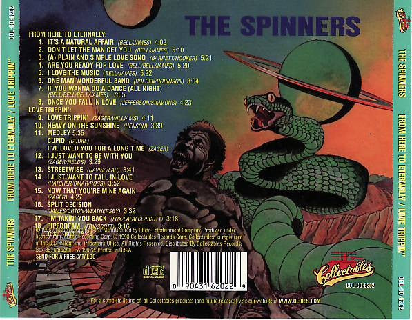 Image of Back Cover of CD - VG+/VG+ - THE SPINNERS, From Here To Eternally / Love Trippin' (Collectables; COL-CD-6202, US 1998 Reissue, Jewel Case), ,  - 2616566C