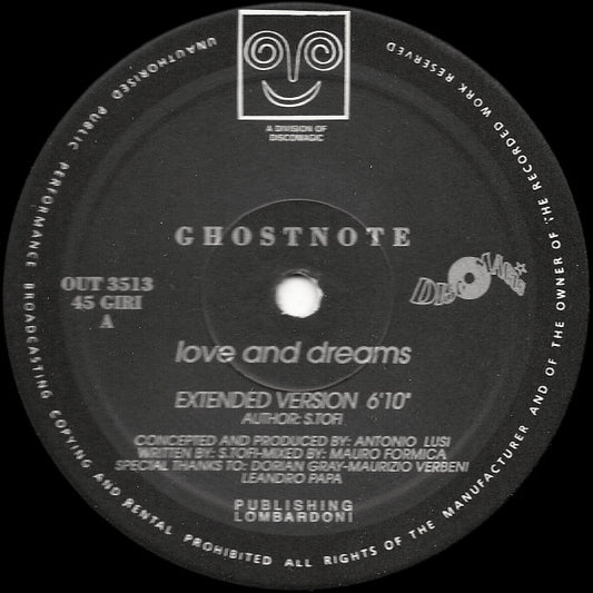 Image of Front Cover of LP - /VG - GHOSTNOTE, Love And Dreams (Out ; OUT 3513, Italy 1992), light marks only. pol - minor,  - 2746046S