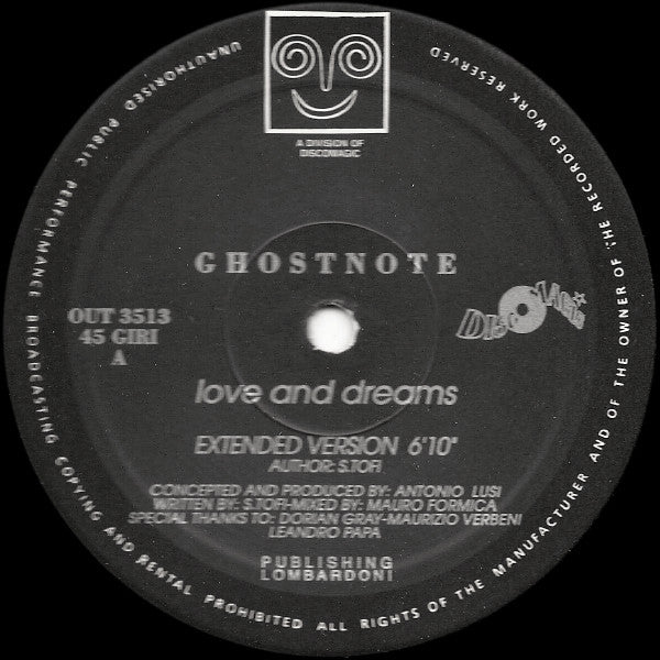 Image of Front Cover of LP - /VG - GHOSTNOTE, Love And Dreams (Out ; OUT 3513, Italy 1992), light marks only. pol - minor,  - 2746046S
