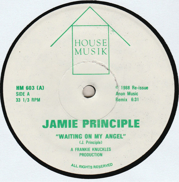 Image of Front Cover of 12" - /VG+ - JAMIE PRINCIPLE / LA FLAVOUR, Waiting On My Angel / Mandolay (House Musik; HM 603, US 1988, Unofficial Release), Still in opened shrink wrap. Opened instore, some light surface marks on disc., A	Jamie Principle 	Waiting On My Angel (Remix)6:31B1	La Flavour 	Mandolay (Club Mix)6:10B2	La Flavour 	Mandolay (Bonus Beats)3:04 - 2716041C