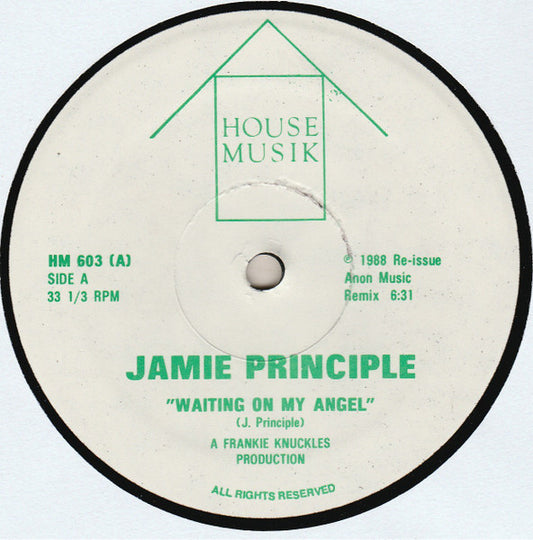 Image of Front Cover of 12" - /VG+ - JAMIE PRINCIPLE / LA FLAVOUR, Waiting On My Angel / Mandolay (House Musik; HM 603, US 1988, Unofficial Release), Still in opened shrink wrap. Opened instore, some light surface marks on disc., A	Jamie Principle 	Waiting On My Angel (Remix)6:31B1	La Flavour 	Mandolay (Club Mix)6:10B2	La Flavour 	Mandolay (Bonus Beats)3:04 - 2716041C