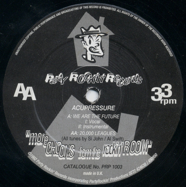 Image of Front Cover of 12" - /VG - ACUPRESSURE, We Are The Future / 20,000 Leagues (Party Rockin' Records; PRP 1003, UK 1992), Light marks and crackle on both sides,  - 2746043S