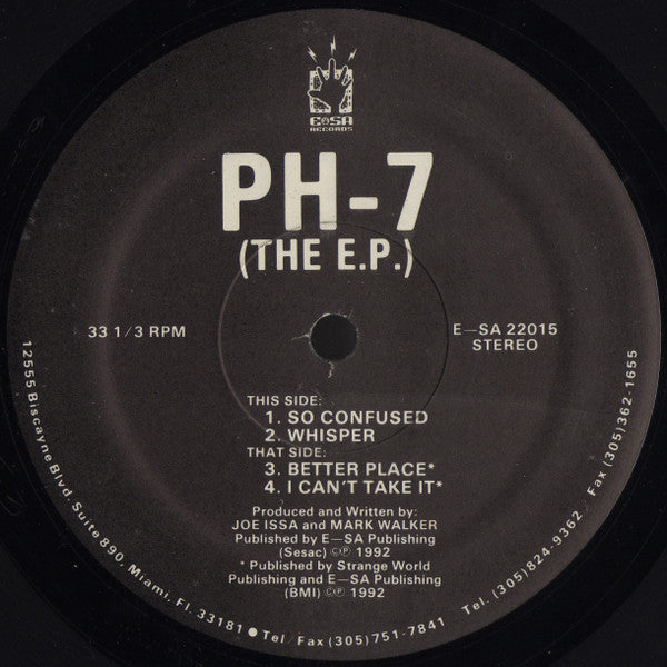 Image of Front Cover of 12" EP - VG+/VG - PH-7, The E.P. (E-SA Records ; E-SA 22015, US 1992, Company Sleeve), Green highlighter on label, small mark on A1 that causes faintly audible click in first 30 seconds. ,  - 3216062C