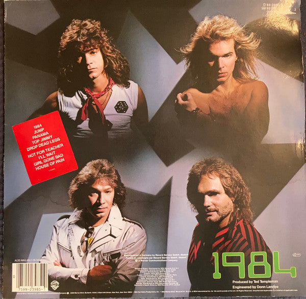 Image of Back Cover of LP - VG/VG - VAN HALEN, 1984 (Warner Bros. Records; 9 23985-1, Europe 1984, Inner), ,  - 2726003E