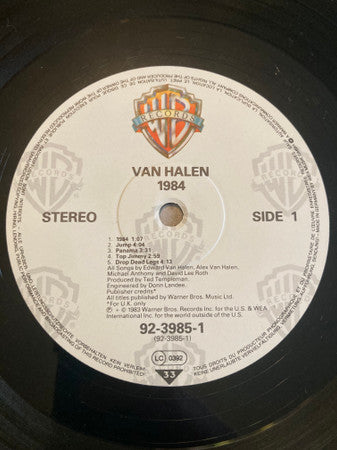 Image of Label Cover of LP - VG/VG - VAN HALEN, 1984 (Warner Bros. Records; 9 23985-1, Europe 1984, Inner), ,  - 2726003E
