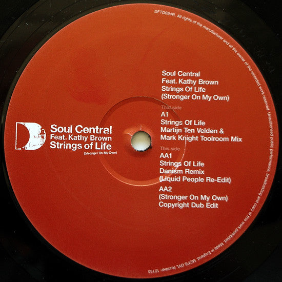 Image of Label Cover of 12" - VG/VG - SOUL CENTRAL FEAT. KATHY BROWN, Strings Of Life (Stronger On My Own) (Defected; DFTD094R, UK 2004, Picture Sleeve), ,  - 2716048C