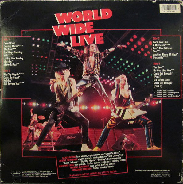 Image of Back Cover of 2xLP - VG/VG - SCORPIONS, World Wide Live (Mercury; 422-824 344-1 M-2, US 1985, Gatefold, 2 Inners), ,  - 2726007E