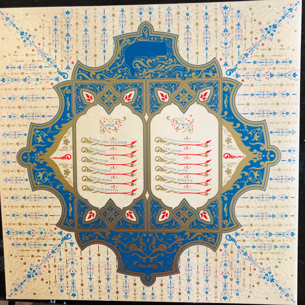 Image of Back Cover of LP - VG+/VG+ - MASTODON, Leviathan (Relapse Records  ; RR44731, USA & Europe 2021 Reissue, Gatefold, Insert, Sea Blue With White Butterfly Wings, Metallic Gold And Blood Red Splatter Vinyl), NB hype sticker states 2LP but is a single LP,  - 2746009S