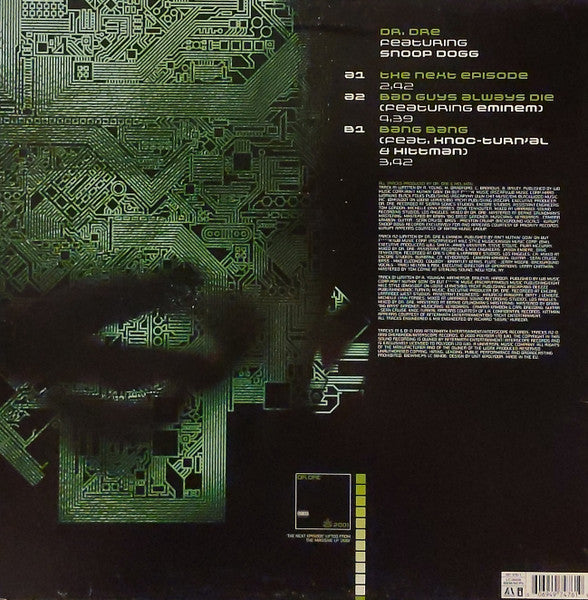 Image of Back Cover of 12" - VG/VG - DR. DRE FEATURING SNOOP DOGG, The Next Episode (Aftermath Entertainment; 497 476-1, UK 2000, Picture Sleeve), Some very light fogging an A side.,  - 2716062C