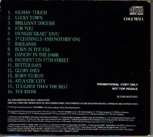 Image of Back Cover of CD - VG/VG+ - BRUCE SPRINGSTEEN, Tougher Than The Rest (Columbia; XPCD 192, UK & Europe 1992, Digipak), ,  - 2716002C