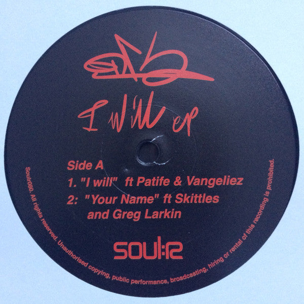 Image of Back Cover of 12" - VG+/VG+ - DRS, I Will EP (Soul:r; Soulr080, UK 2017), A handful of light hairlines, plays fine, A1	I WillFeaturing DJ Patife, VangeliezA2	Your NameFeaturing Greg Larkin, SkittlesB1	SinFeaturing Utah JazzB2	This Ain't LoveFeaturing Calibre - 2726042E