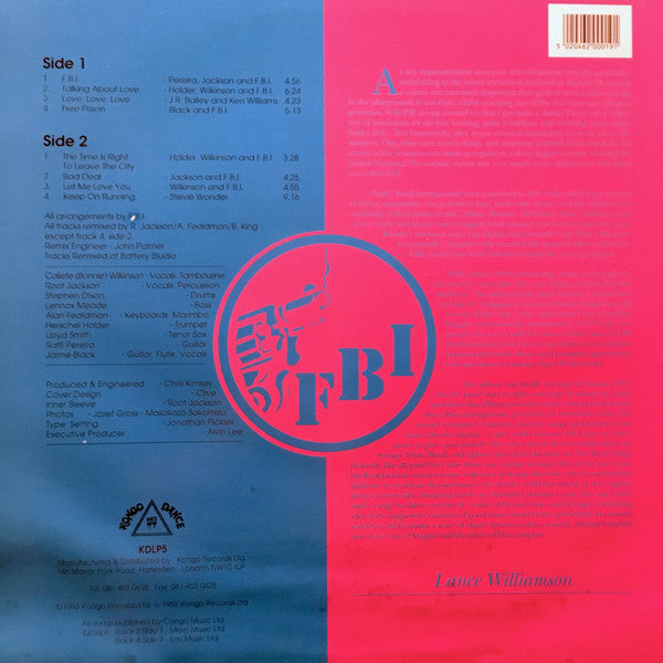 Image of Back Cover of LP - VG/VG - F.B.I., F.B.I. (Kongo Dance; KDLP5, UK 1992 Reissue, Picture Sleeve, Inner), ,  - 2726044E
