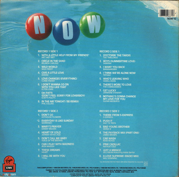 Image of Back Cover of 2xLP - VG/VG - VARIOUS, Now That's What I Call Music 12 (Virgin EMI; NOW 12, UK 1988, Gatefold), ,  - 2716071C