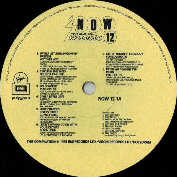 Image of Label Cover of 2xLP - VG/VG - VARIOUS, Now That's What I Call Music 12 (Virgin EMI; NOW 12, UK 1988, Gatefold), ,  - 2716071C