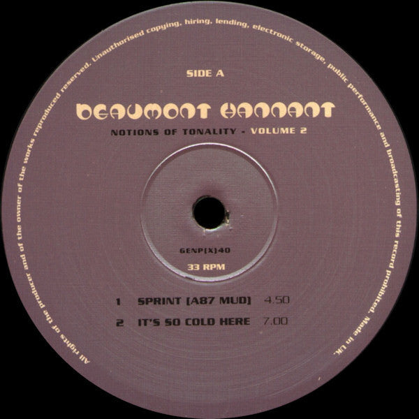 Image of Label Cover of 12" - VG/VG - BEAUMONT HANNANT, Notions Of Tonality Volume 2 (General Production Recordings; GENP (X)40, UK 1996, Picture Sleeve), Light surface marks only,  - 2746070S