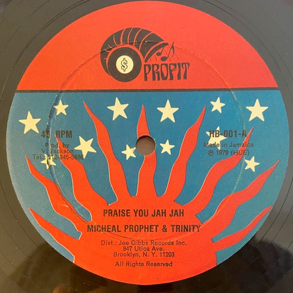 Image of Front Cover of 12" - /VG - MICHAEL PROPHET / TRINITY, Praise You Jah Jah / Praising Jah Version (Profit; HB-001, US 1979), Quite a few superficial marks, plays solid VG. Clean labels.,  - 2716111C