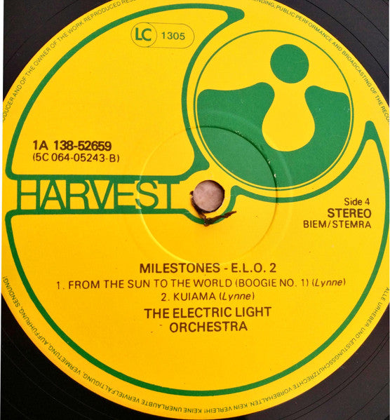 Image of Label Cover of LP - VG+/VG - THE ELECTRIC LIGHT ORCHESTRA, Milestones - E.L.O 1 / E.L.O. 2 (Harvest; 1A 138-52658, Europe Reissue), ,  - 2716076C