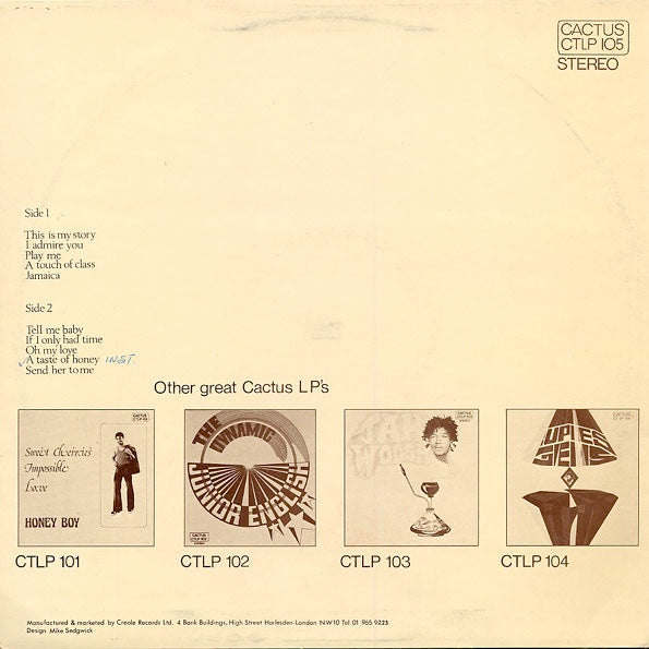 Image of Back Cover of LP - VG/G+ - HONEY BOY, A Taste Of Honey (Cactus; CTLP 105, UK 1975), Slightly different label layout. Light marks only, plays above grade. Good looking sleeve.,  - 2716118C
