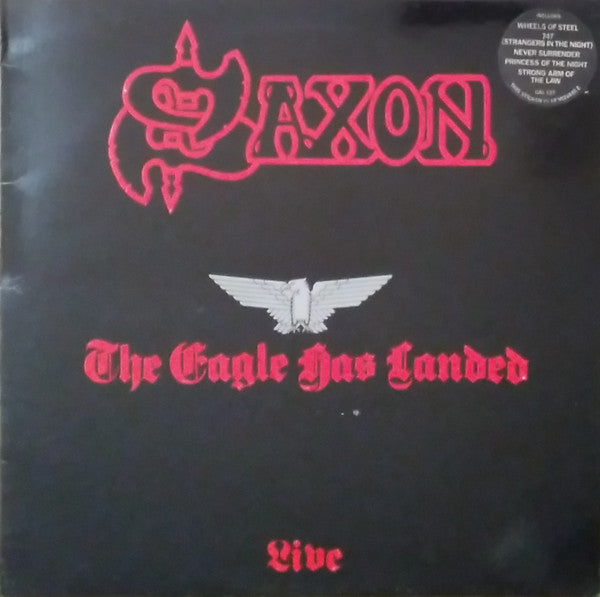 Image of Front Cover of LP - VG/VG+ - SAXON, The Eagle Has Landed (Live) (Carrere; CAL 137, UK 1982, Embossed Sleeve, Stickered Sleeve), Hype sticker still intact, sticker damage & old sticker remnants, edge wear,  - 2746022S
