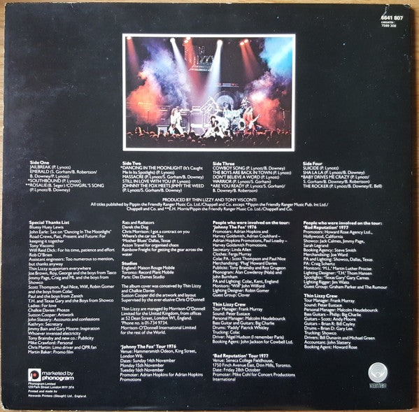 Image of Back Cover of 2xLP - VG/G+ - THIN LIZZY, Live And Dangerous (WB Tan; 2BS 3213, US 1978, Gatefold, 2 Inners, Winchester Pressing), ,  - 2726055E