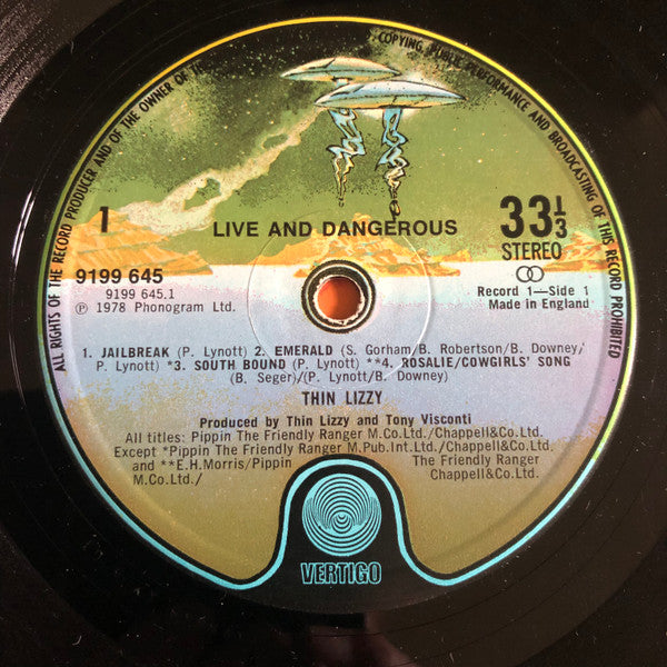 Image of Label Cover of 2xLP - VG/G+ - THIN LIZZY, Live And Dangerous (WB Tan; 2BS 3213, US 1978, Gatefold, 2 Inners, Winchester Pressing), ,  - 2726055E