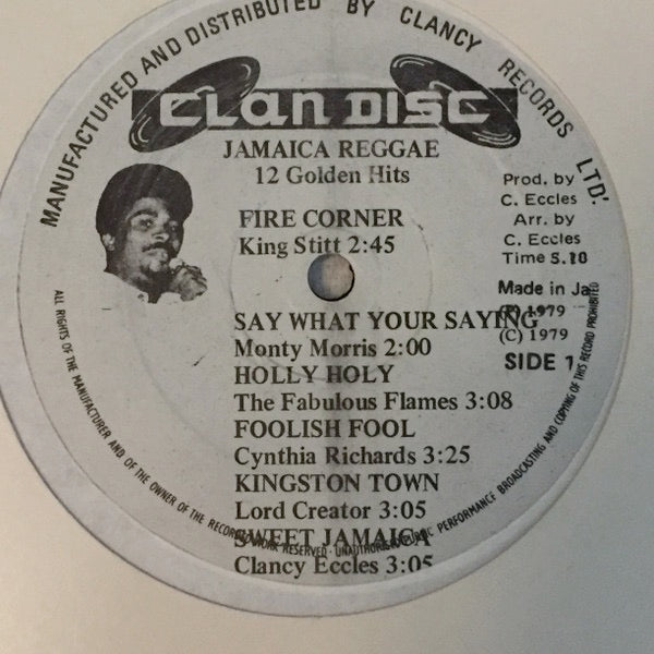 Image of Label Cover of LP - G+/VG - VARIOUS ARTISTS, Jamaica Reggae - 12 Golden Hits Vol.1 (Clan Disc; , Jamaica 1979), Light marks, press flaws, plays fine. Top and bottom right corners are cut out, ringwear, general wear.,  - 2716120C