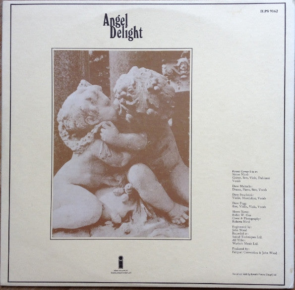 Image of Back Cover of LP - VG/VG+ - FAIRPORT CONVENTION, Angel Delight (Island Pink Rim; ILPS9162, UK 1971, Textured Gatefold Sleeve), Foxing, light staining, edge wear, flattened spine.,  - 2246342S