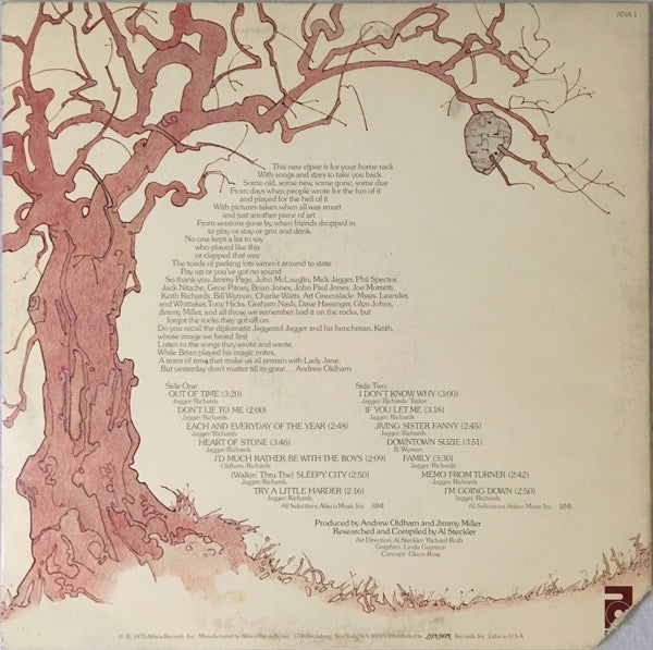 Image of Back Cover of LP - VG/VG - THE ROLLING STONES, Metamorphosis (ABKCO; ANA1, US 1975, Inner, Bestway Press), Cut-out (Corner cut),  - 2716087C