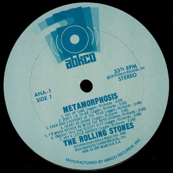 Image of Label Cover of LP - VG/VG - THE ROLLING STONES, Metamorphosis (ABKCO; ANA1, US 1975, Inner, Bestway Press), Cut-out (Corner cut),  - 2716087C