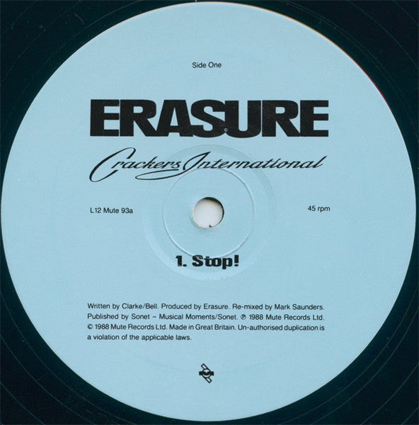 Image of Label Cover of 12" - VG/VG+ - ERASURE, Crackers International (Part II) (Mute; L12 Mute 93, UK 1988, Picture Sleeve), ,  - 2716173C