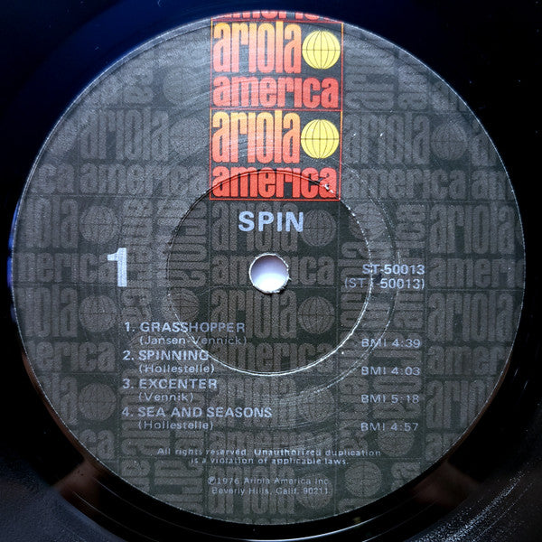 Image of Label Cover of 12" - G+/VG - SPIN, Spin (Ariola Records America; ST 50013, US 1976, Picture Sleeve), Edge Wear to sleeve, as well as a small circular hole top right to sleeve. Vinyl looks in great shape.,  - 2726011E