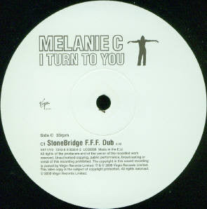 Image of Label Cover of 2x12" - VG+/EX - MELANIE C, I Turn To You (Virgin; VST1772, UK 2000, Title Stickered Black Die Cut Sleeve), Nice copy!, A1 I Turn To You (StoneBridge Club Mix)8:32B1 I Turn To You (Hex Hector Club Mix)10:29C1 I Turn To You (StoneBridge F.F.F. Dub)6:48D1 I Turn To You (Hex Hector Ground Control Dub)9:43 - 2716176C