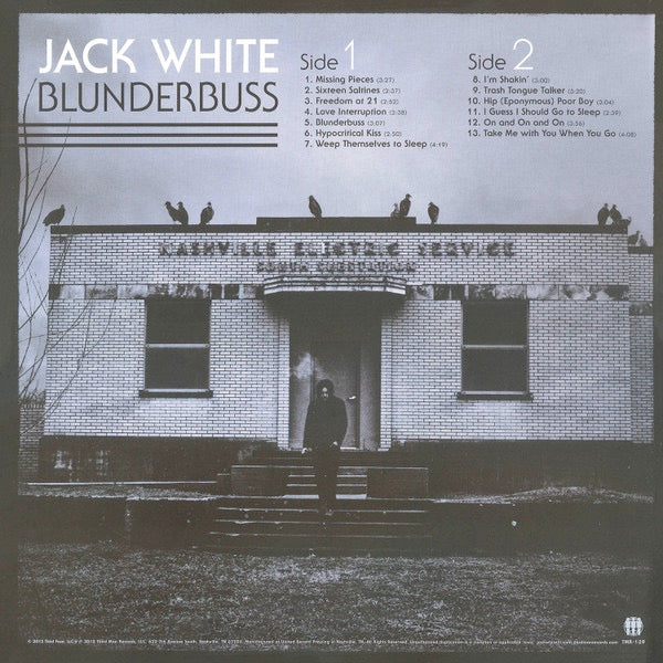 Image of Back Cover of LP - VG/VG+ - JACK WHITE, Blunderbuss (Third Man Records; TMR-139, US 2012, Gatefold, No Insert), ,  - 2726128E