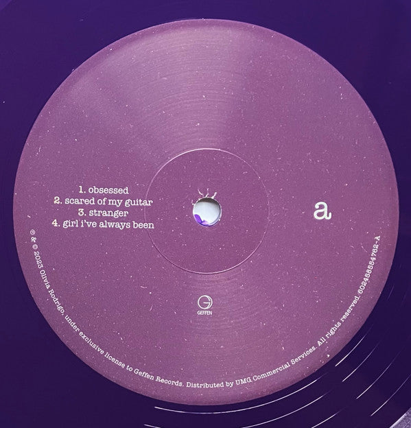 Image of Label Cover of 12" EP - EX/EX - OLIVIA RODRIGO, Guts: The Secret Tracks (Geffen Records ; 602458554762, Worldwide 2023, Picture Sleeve, Inner, Purple Vinyl, One Side Etched), Stickered Plastic Outer Sleeve,  - 2726146E
