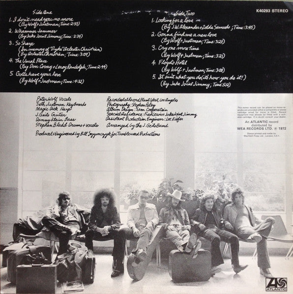 Image of Back Cover of LP - VG/VG - THE J. GEILS BAND, The Morning After (Atlantic; K40293, UK 1972), Edge and Ring Wear, Sticker Mark,  - 2746114S