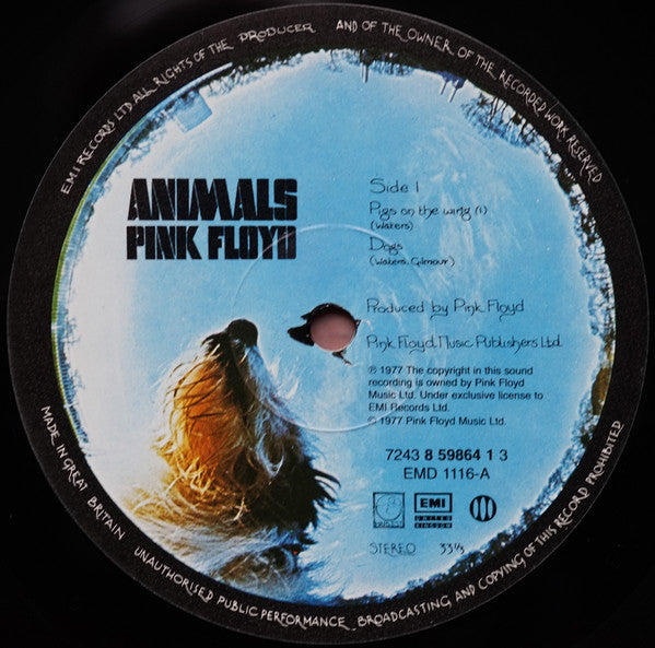 Image of Label Cover of LP - VG/G+ - PINK FLOYD, Animals (EMI; EMD 1116, UK 1997 Reissue, Stickered Gatefold Sleeve), ,  - 2726188E