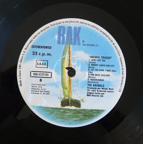 Image of Label Cover of LP - VG/VG - THE ANIMALS, Animal Tracks (RAK; 056-4131101, Spain 1985 Reissue, Stereo), Edge Wear,  - 2746134S