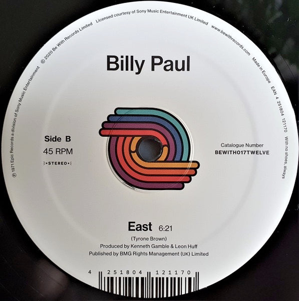 Image of Back Cover of 12" - /VG+ - BILLY PAUL, Let The Dollar Circulate (Be With Records; BEWITH017TWELVE, UK 2020, Plain Sleeve), Clean copy!, A	Let The Dollar CirculateB	East - 2716266C