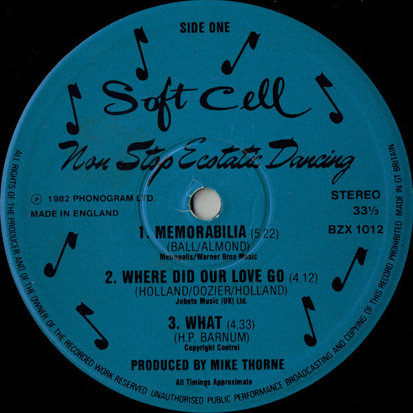 Image of Label Cover of Mini-LP - VG/VG - SOFT CELL, Non Stop Ecstatic Dancing (Some Bizzare; BZX 1012, UK 1982), Strong VG,  - 2716231C