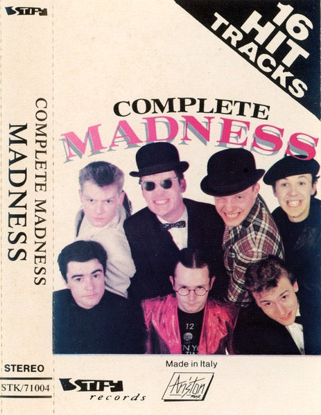 Image of Front Cover of Cassette - VG+/VG+ - MADNESS, Complete Madness (Stiff Records; STK/71004, Italy 1984 Reissue), Insert has white spine.,  - 2716252C