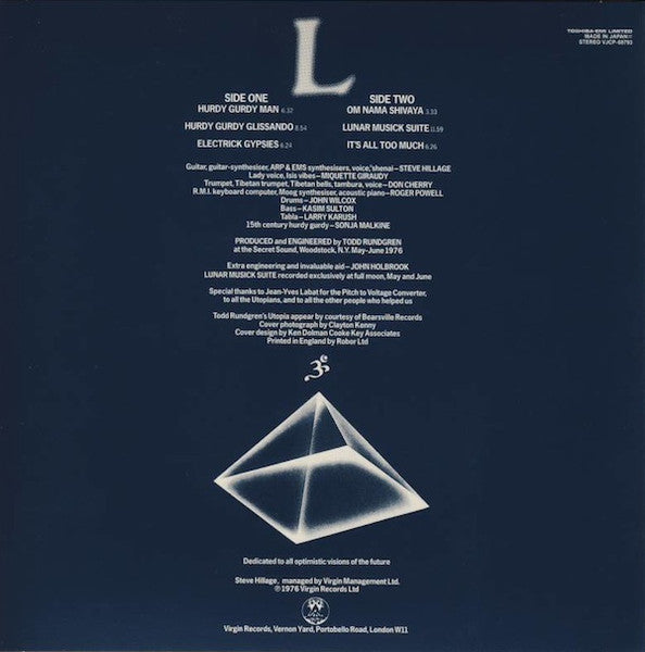 Image of Back Cover of CD - VG+/VG+ - STEVE HILLAGE, L (Virgin; VJCP-68793, Japan 2007, Card Sleeve, Insert), ,  - 2736039E