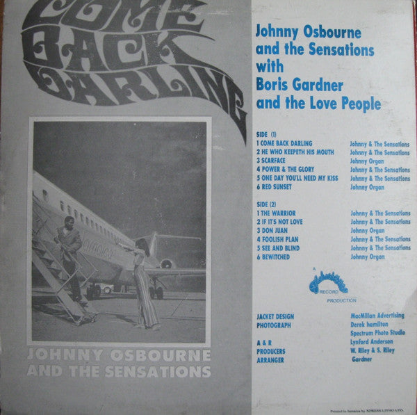 Image of Back Cover of LP - G+/VG - JOHNNY OSBOURNE AND THE SENSATIONS WITH BORIS GARDNER AND THE LOVE PEOPLE, Come Back Darling (Techniques; none, Jamaica ), Sleeve has general wears and sticker at front.,  - 2746163S