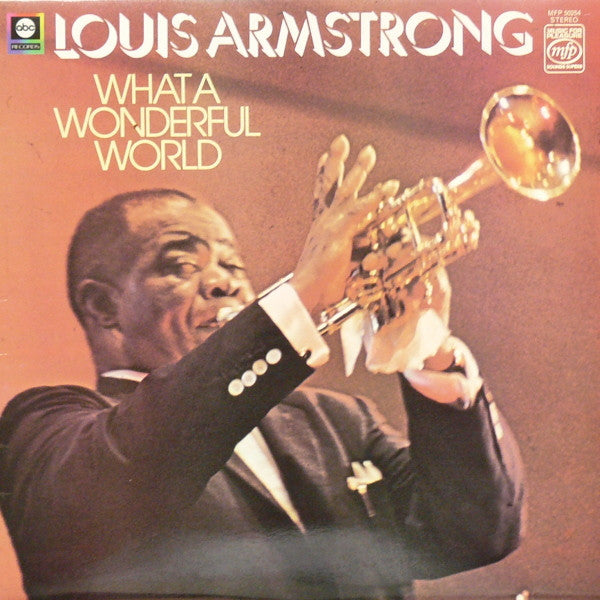 Image of Front Cover of LP - VG/G - LOUIS ARMSTRONG, What A Wonderful World (Music For Pleasure; MFP 50254, UK 1974 Reissue), Record marked on both sides. Sleeve has a patch of sticker damage at back, some pen on front, wear and crease lines,  - 2716288C