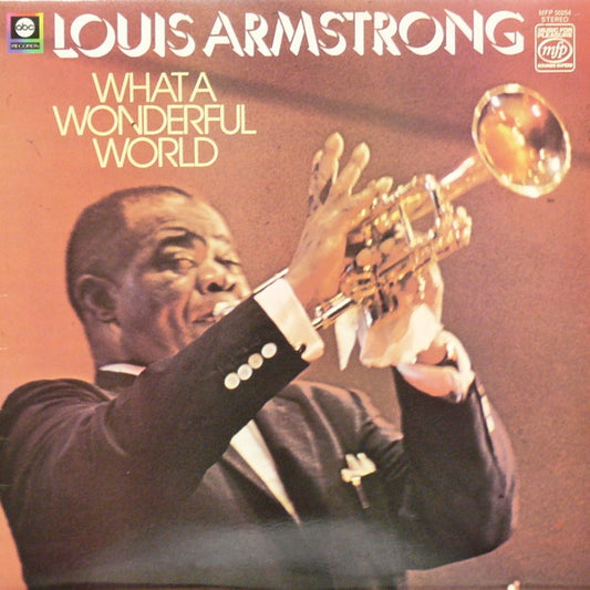 Image of Front Cover of LP - VG/G - LOUIS ARMSTRONG, What A Wonderful World (Music For Pleasure; MFP 50254, UK 1974 Reissue), Record marked on both sides. Sleeve has a patch of sticker damage at back, some pen on front, wear and crease lines,  - 2716288C