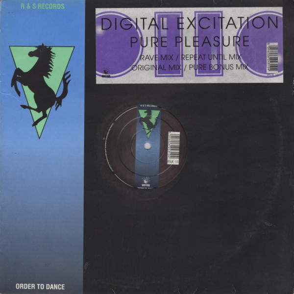 Image of Front Cover of 12" - VG/VG+ - DIGITAL EXCITATION, Pure Pleasure (4AD; RSUK 10, UK 1992, Stickered Company Sleeve), Some edge wear   slightly rougher along opening. Creasing too,  - 2716289C