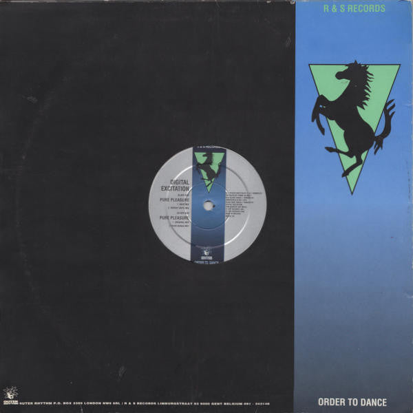Image of Back Cover of 12" - VG/VG+ - DIGITAL EXCITATION, Pure Pleasure (4AD; RSUK 10, UK 1992, Stickered Company Sleeve), Some edge wear   slightly rougher along opening. Creasing too,  - 2716289C